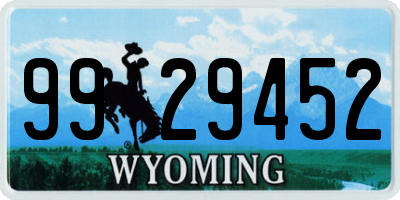 WY license plate 9929452