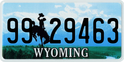 WY license plate 9929463