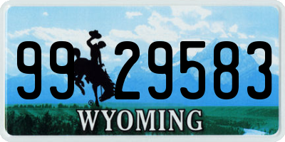 WY license plate 9929583
