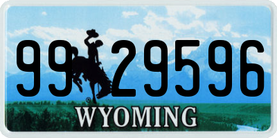 WY license plate 9929596