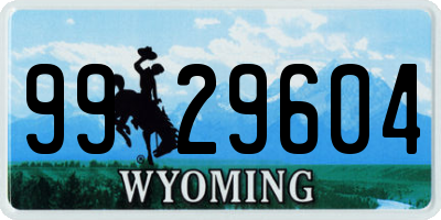 WY license plate 9929604