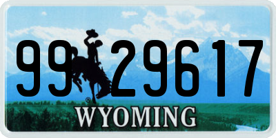 WY license plate 9929617