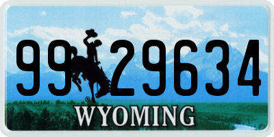 WY license plate 9929634