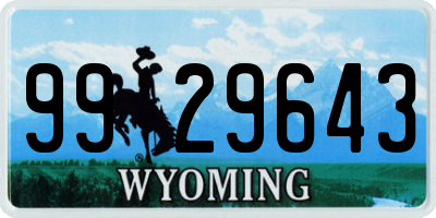 WY license plate 9929643