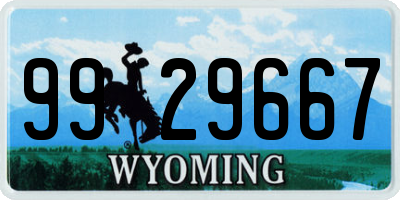 WY license plate 9929667
