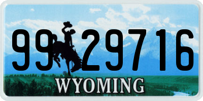 WY license plate 9929716