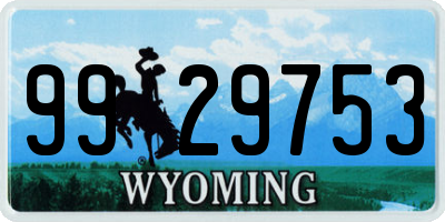 WY license plate 9929753