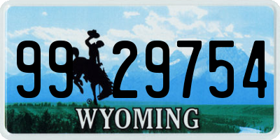 WY license plate 9929754
