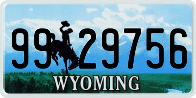 WY license plate 9929756