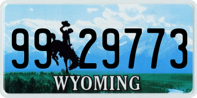 WY license plate 9929773