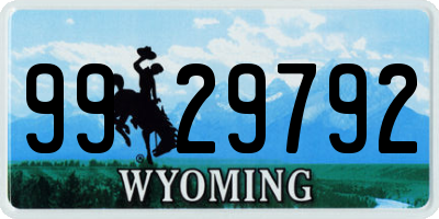 WY license plate 9929792