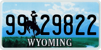WY license plate 9929822