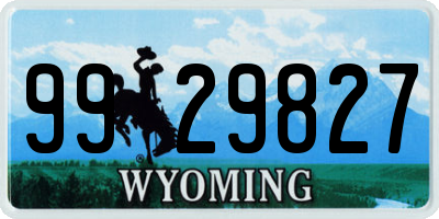 WY license plate 9929827