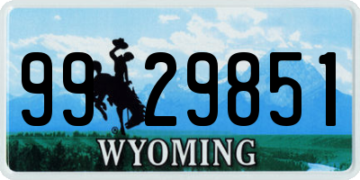 WY license plate 9929851