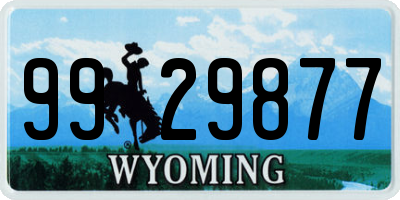 WY license plate 9929877