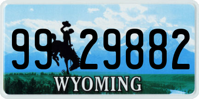 WY license plate 9929882