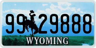 WY license plate 9929888