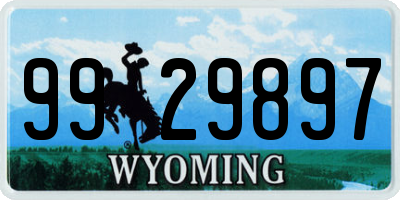 WY license plate 9929897