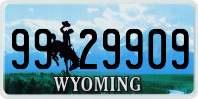 WY license plate 9929909