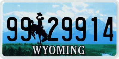 WY license plate 9929914