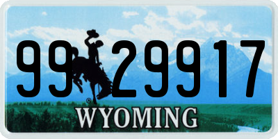 WY license plate 9929917