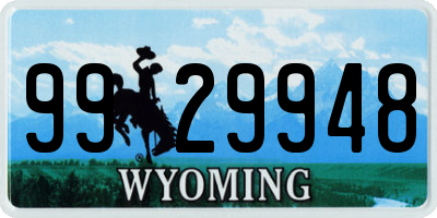 WY license plate 9929948