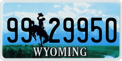 WY license plate 9929950