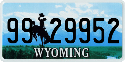 WY license plate 9929952