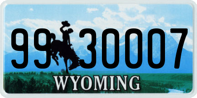 WY license plate 9930007
