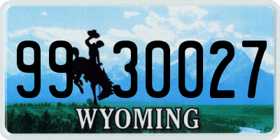WY license plate 9930027