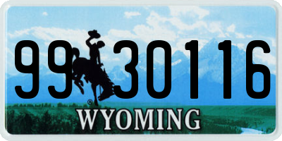 WY license plate 9930116