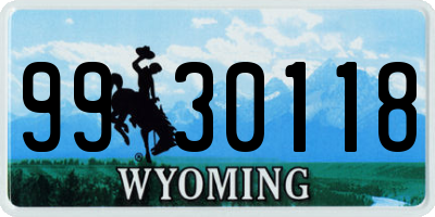 WY license plate 9930118