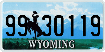 WY license plate 9930119