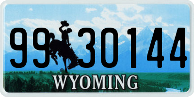 WY license plate 9930144