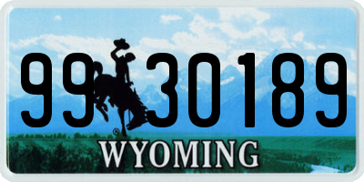WY license plate 9930189