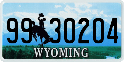 WY license plate 9930204