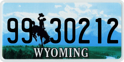 WY license plate 9930212