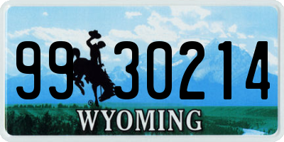 WY license plate 9930214