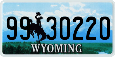 WY license plate 9930220