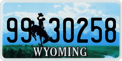 WY license plate 9930258