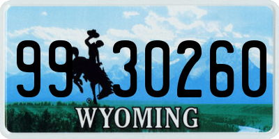 WY license plate 9930260