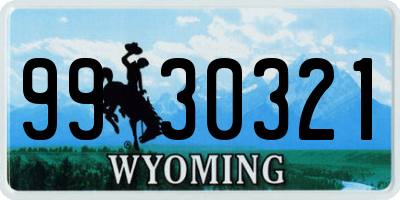 WY license plate 9930321