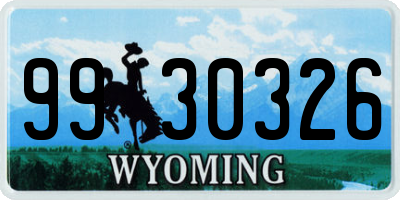 WY license plate 9930326