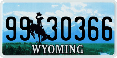 WY license plate 9930366