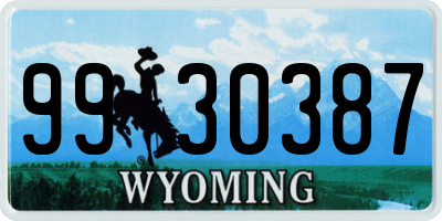 WY license plate 9930387