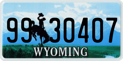 WY license plate 9930407