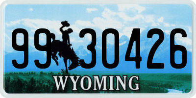 WY license plate 9930426