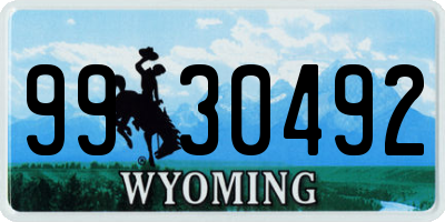 WY license plate 9930492