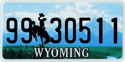 WY license plate 9930511