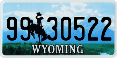 WY license plate 9930522